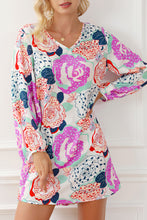 Load image into Gallery viewer, Floral Print Dress | Multicolor Bubble Sleeve Blooming Flowers
