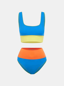 Womens Swimsuit | Contrast Wide Strap Two-Piece Swim Set | swimsuit