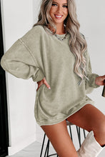 Load image into Gallery viewer, Pullover Sweatshirt | Green Solid Ribbed Knit Round Neck
