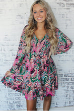 Load image into Gallery viewer, Boho Paisley Print Ruffle Hem Dress | Dresses/Mini Dresses
