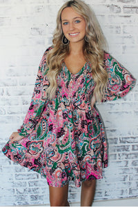 Boho Paisley Print Ruffle Hem Dress | Dresses/Mini Dresses