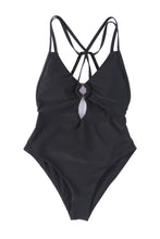 Load image into Gallery viewer, Black O-ring Decor Hollowed Strappy One Piece Swimsuit | Swimwear/One-Piece Swimsuit
