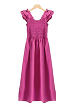 Load image into Gallery viewer, Maxi Dress | Rose Solid Color Ruffled Straps Dress
