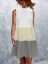 Load image into Gallery viewer, Color Block Dress | Tied Mock Neck Sleeveless Dress
