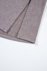 Split Side Poncho | Pale Khaki Color Block Ribbed Knit