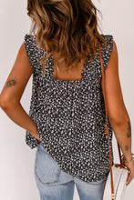 Load image into Gallery viewer, Black Floral Ruffled Straps Flowy Tank Top
