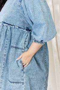 Denim Babydoll Dress | Oversized Mini Dress