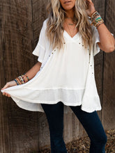 Load image into Gallery viewer, Studded V-Neck Top | Half Sleeve Blouse
