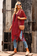 Load image into Gallery viewer, Openwork Open Front Cardigan with Fringes
