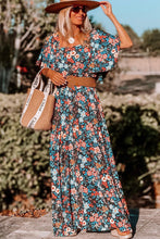 Load image into Gallery viewer, Sky Blue Floral Knotted Back Square Neck Maxi Dress | Dresses/Floral Dresses
