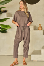 Load image into Gallery viewer, Crop Pants Set | Taupe High Low Boxy Fit Tee and Pants
