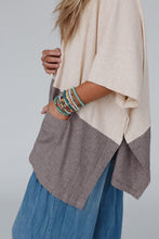 Load image into Gallery viewer, Split Side Poncho | Pale Khaki Color Block Ribbed Knit
