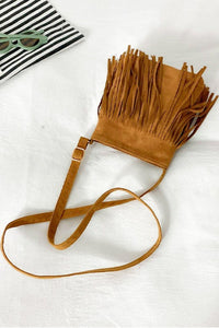 Leather Fringe Sling Cross Body Bag