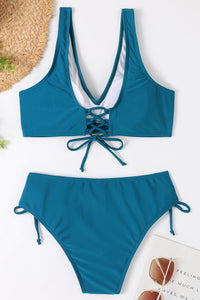 Two-Piece Bikini Set | Lace-Up Wide Strap Swim Set