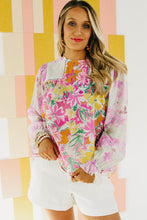 Load image into Gallery viewer, Purple Floral Patchwork Lace Trim Blouse | Tops/Blouses &amp; Shirts
