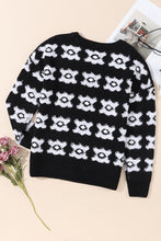 Load image into Gallery viewer, White Printed Retro Flower Pattern Knit Fuzzy Sweater | Tops/Sweaters &amp; Cardigans
