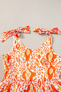 Maxi Dress | Orange Leopard Color-Block Dress