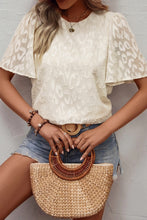 Load image into Gallery viewer, Butterfly Sleeve Blouse | Beige Elegant Jacquard Top
