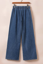 Load image into Gallery viewer, Wide Leg Jeans | Dark Blue Drawstring Elastic Waist
