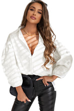 Load image into Gallery viewer, Puff Sleeve Top | White Eyelet Buttoned Shirt
