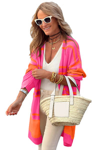 Multicolor Striped Long Sleeve Ribbed Trim Button Cardigan | Tops/Sweaters & Cardigans