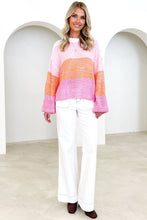 Load image into Gallery viewer, Pullover Sweater | Pink Colorblock Drop Shoulder
