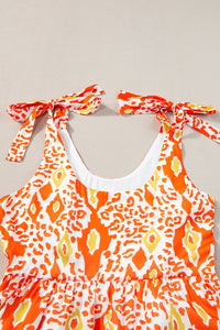 Maxi Dress | Orange Leopard Color-Block Dress