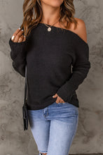 Load image into Gallery viewer, Black Striped Long Sleeve Knit Sweater | Tops/Sweaters &amp; Cardigans
