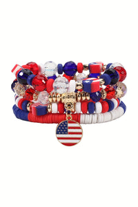 Flag Day Bracelet | Red Blue Beaded Multi-Layer Bracelet