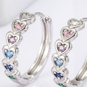 Heart Huggie Earrings | 925 Sterling Silver Inlaid Zircon