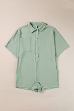 Load image into Gallery viewer, Loose Romper | Spinach Green Half Button Collared
