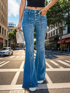 Blue Jeans | Button Fly Bootcut Blue Jeans with Pockets | Blue Jeans