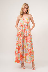 Cami Dress | Floral Ruffled Tiered Maxi Adjustable Strap