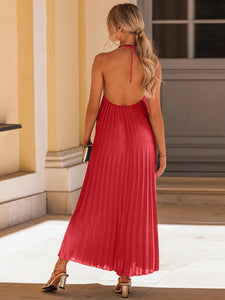 Womens Halter Neck Dress | Pleated Halter Neck Sleeveless Dress | Dresses/Maxi Dresses