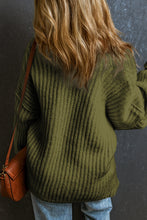 Load image into Gallery viewer, Jungle Green Ribbed Knit Round Neck Slouchy Chunky Sweater
