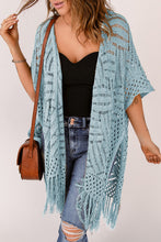 Load image into Gallery viewer, Openwork Open Front Cardigan with Fringes
