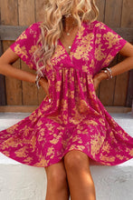 Load image into Gallery viewer, Rose Floral Print Batwing Sleeve Smock Dress | Dresses/Floral Dresses
