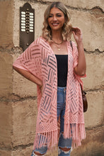 Load image into Gallery viewer, Openwork Open Front Cardigan with Fringes
