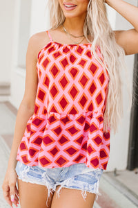 Geometric Print Spaghetti Strap Tank Top | Tops/Tank Tops