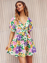 Load image into Gallery viewer, Printed Surplice Short Sleeve Dress | Dress
