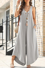 Load image into Gallery viewer, Womens Jumpsuit-Pocketed Scoop Neck Wide Leg Jumpsuit
