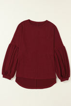 Load image into Gallery viewer, Faux Knit Jacquard Puffy Long Sleeve Top | Tops/Long Sleeve Tops
