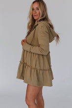 Load image into Gallery viewer, Khaki Tiered Ruffled Zip-Up Drawstring Hooded Jacket | Outerwear/Jackets
