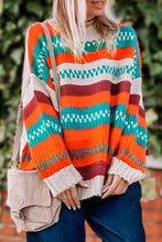 Load image into Gallery viewer, Multicolor Color Block Striped Loose Sleeve Sweater | Tops/Sweaters &amp; Cardigans
