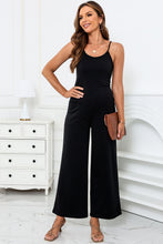 Load image into Gallery viewer, Jumpsuit | Black Patch Pockets Spaghetti Strap Wide Leg
