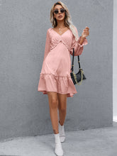 Load image into Gallery viewer, V Neck Dress | Frill Flounce Sleeve Ruffle Hem Dress
