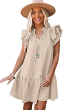 Load image into Gallery viewer, Mini Dress | Beige Tiered Ruffled Sleeves with Pockets
