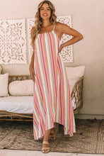 Load image into Gallery viewer, Bohemian Striped Print Sleeveless Holiday Maxi Dress
