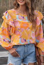 Load image into Gallery viewer, Floral Print Blouse | Ruffle Puff Sleeve
