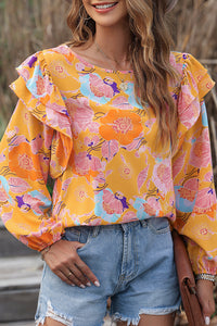 Floral Print Blouse | Ruffle Puff Sleeve